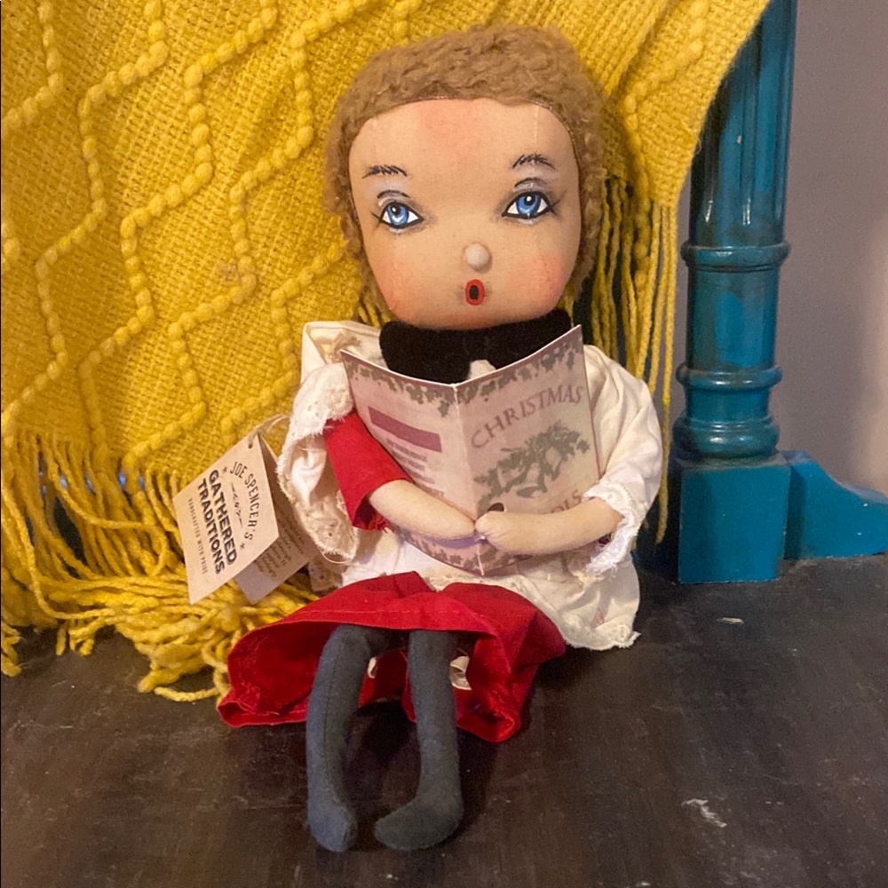Charming Christmas Caroler Doll with Red Dress